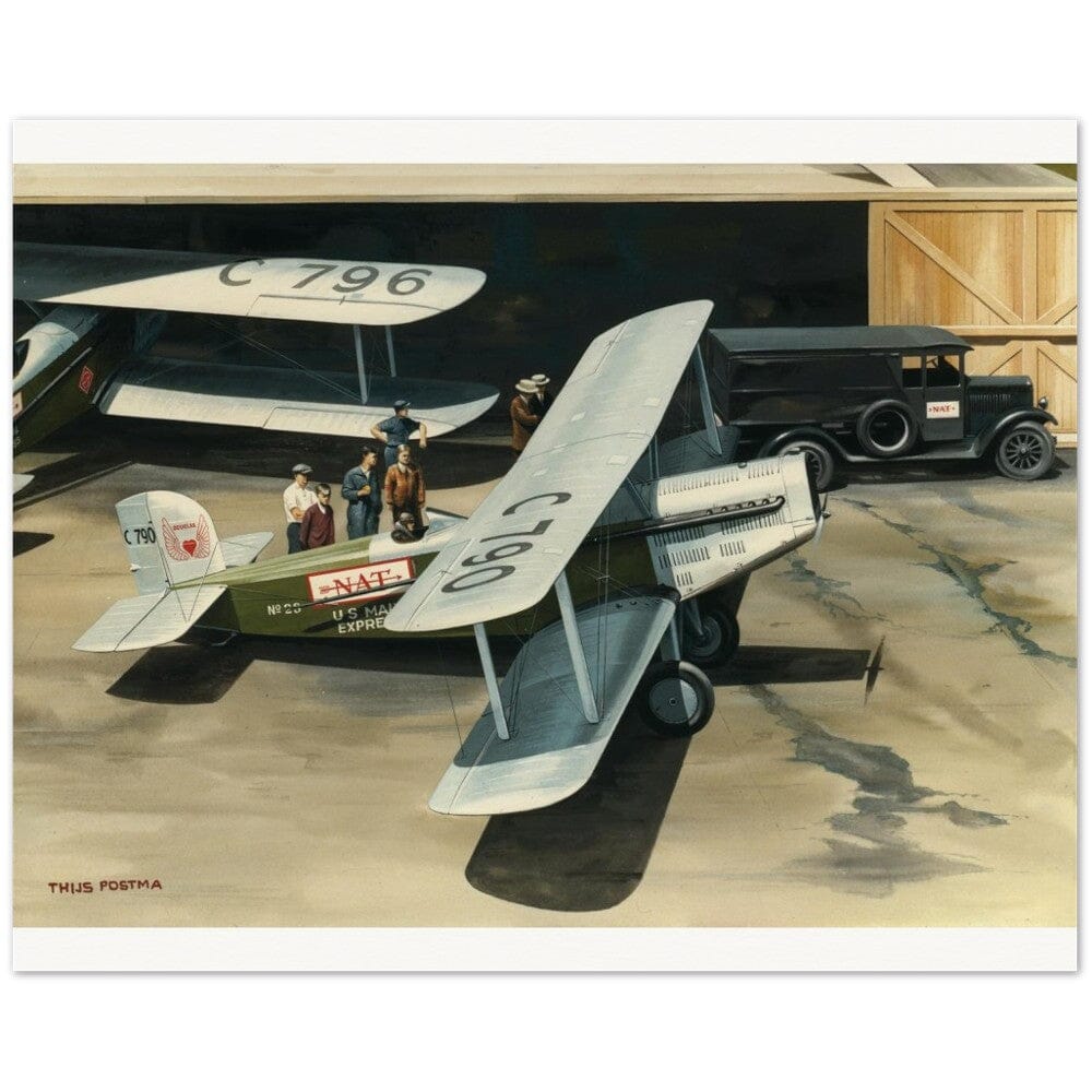 Thijs Postma - Poster - Douglas M-4 Discussing The Mail Plane Poster Only TP Aviation Art 40x50 cm / 16x20″ 