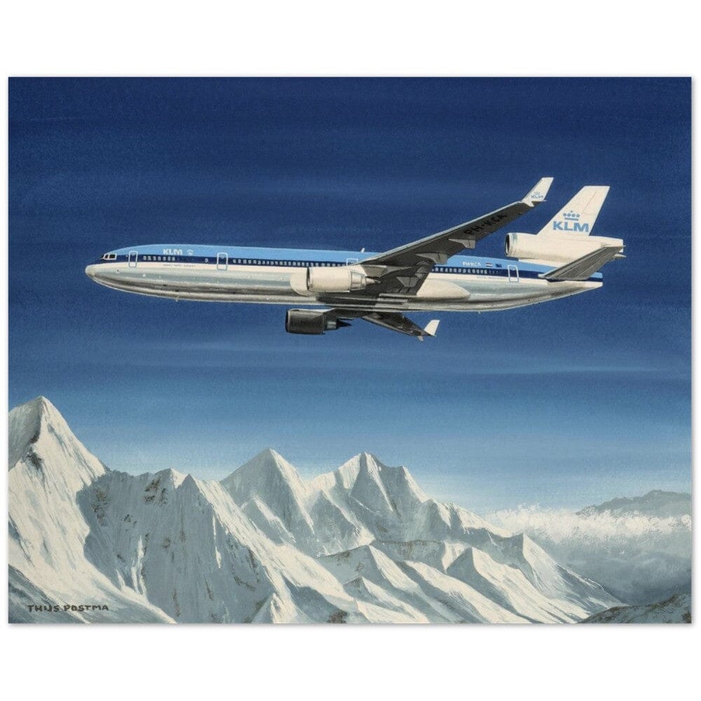 Thijs Postma - Poster - Douglas MD-11 Flying Over Snowy Mountains Poster Only TP Aviation Art 40x50 cm / 16x20″ 
