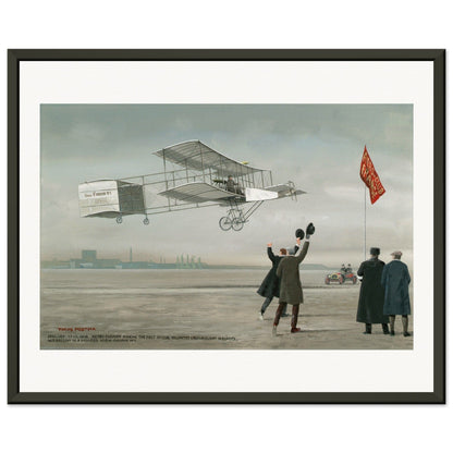 Thijs Postma - Poster - Farman No.1 First Flight Of One Kilometer Over Europe - Metal Frame Poster - Metal Frame TP Aviation Art 40x50 cm / 16x20″ 