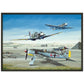 Thijs Postma - Poster - Focke-Wulf Fw 190 With Unexpected Visitors of Spitfires - Metal Frame Poster - Metal Frame TP Aviation Art 50x70 cm / 20x28″ Black 