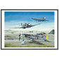 Thijs Postma - Poster - Focke-Wulf Fw 190 With Unexpected Visitors of Spitfires - Metal Frame Poster - Metal Frame TP Aviation Art 70x100 cm / 28x40″ Black 