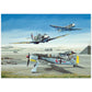 Thijs Postma - Poster - Focke-Wulf Fw 190 With Unexpected Visitors of Spitfires Poster Only TP Aviation Art 50x70 cm / 20x28″ 