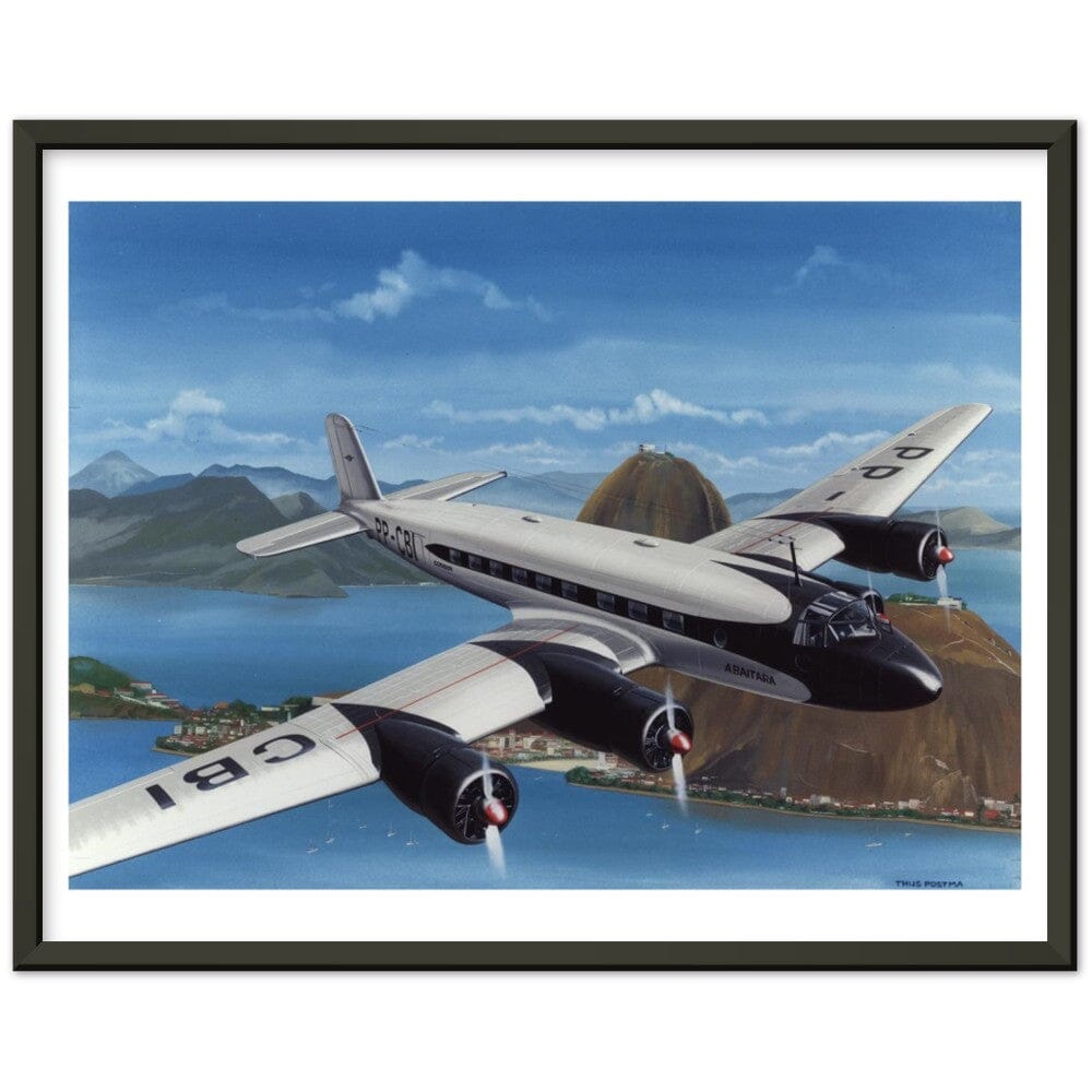 Thijs Postma - Poster - Focke-Wulf Fw 200 Condor 'Abaitara' Rio de Janeiro - Metal Frame Poster - Metal Frame TP Aviation Art 40x50 cm / 16x20″ Black 