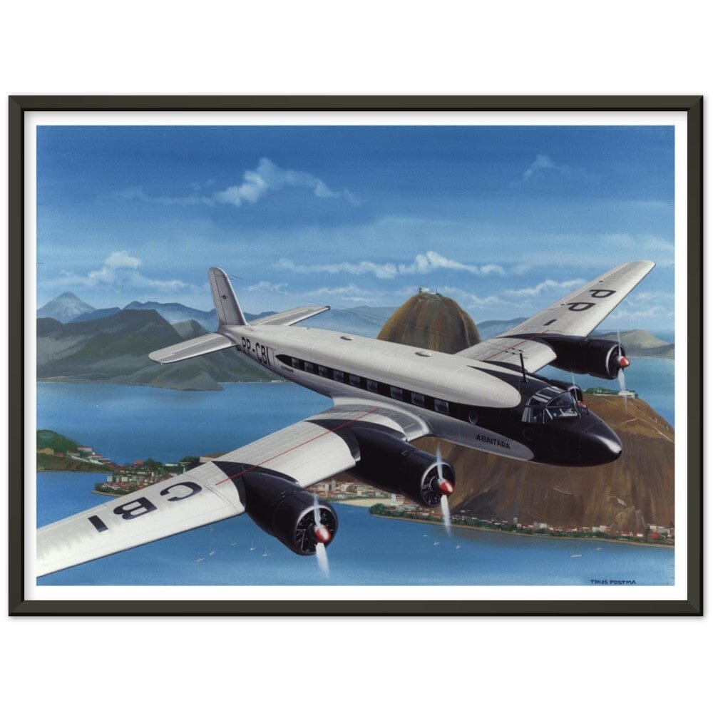 Thijs Postma - Poster - Focke-Wulf Fw 200 Condor 'Abaitara' Rio de Janeiro - Metal Frame Poster - Metal Frame TP Aviation Art 45x60 cm / 18x24″ Black 