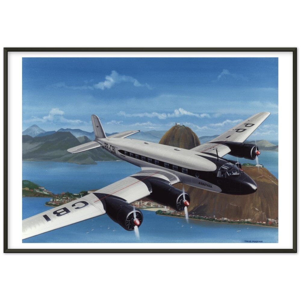 Thijs Postma - Poster - Focke-Wulf Fw 200 Condor 'Abaitara' Rio de Janeiro - Metal Frame Poster - Metal Frame TP Aviation Art 70x100 cm / 28x40″ Black 