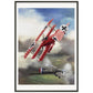 Thijs Postma - Poster - Fokker Dr.I Shooting Down A DeHavilland DH.2 In 1916 - Metal Frame Poster - Metal Frame TP Aviation Art 70x100 cm / 28x40″ Black 