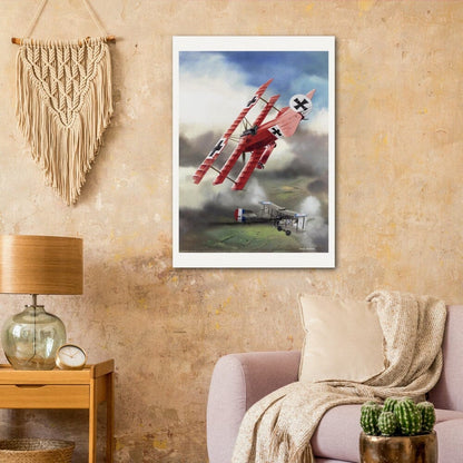 Thijs Postma - Poster - Fokker Dr.I Shooting Down A DeHavilland DH.2 In 1916 Poster Only TP Aviation Art 