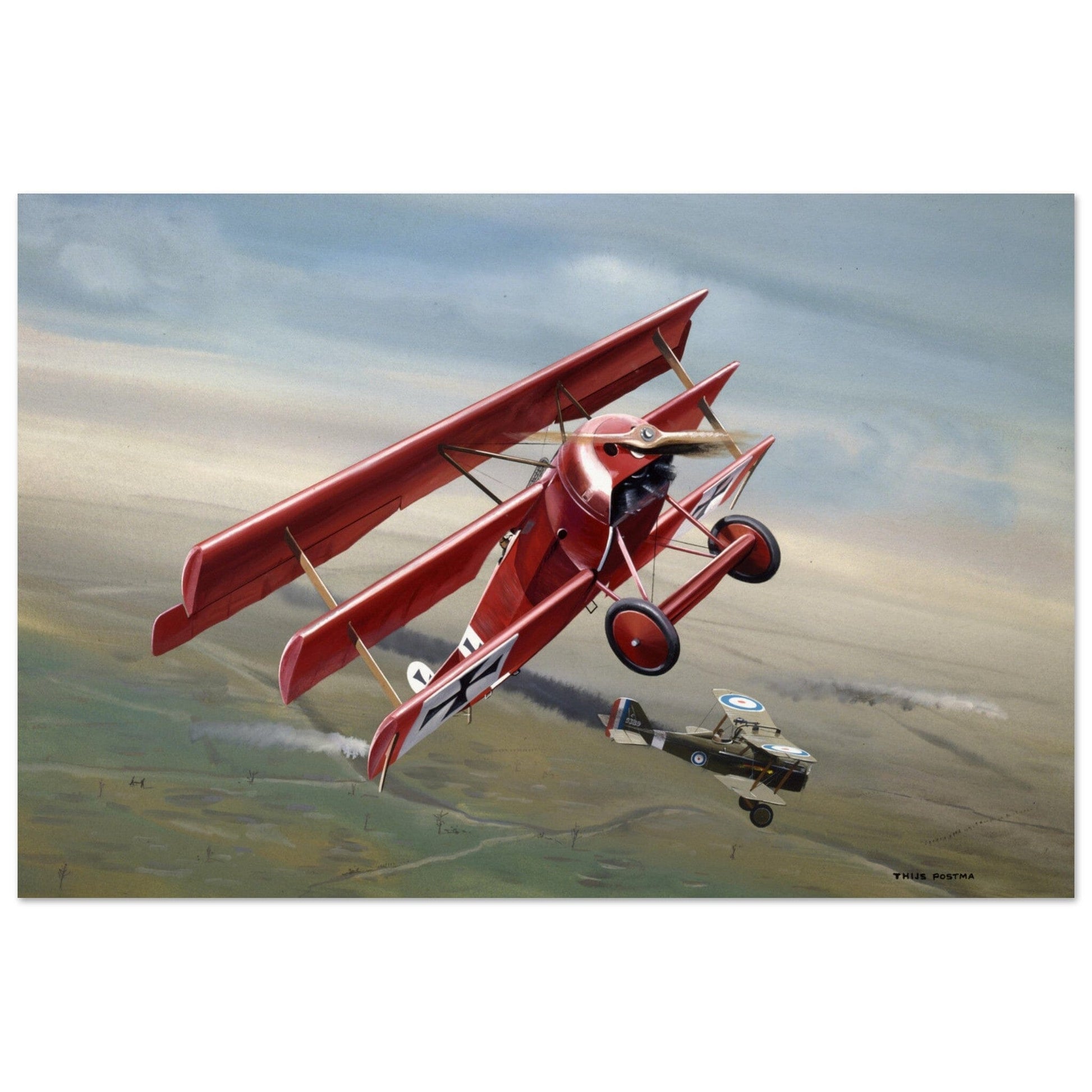 Thijs Postma - Poster - Fokker Dr.I With RAF S.E.5 Poster Only TP Aviation Art 60x90 cm / 24x36″ 