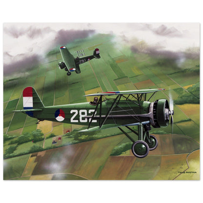 Thijs Postma - Poster - Fokker D.XVI LVA Exercise Poster Only TP Aviation Art 40x50 cm / 16x20″ 
