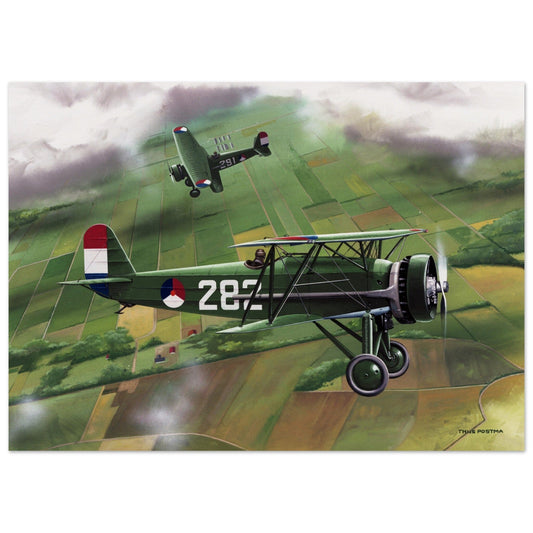 Thijs Postma - Poster - Fokker D.XVI LVA Exercise Poster Only TP Aviation Art 50x70 cm / 20x28″ 