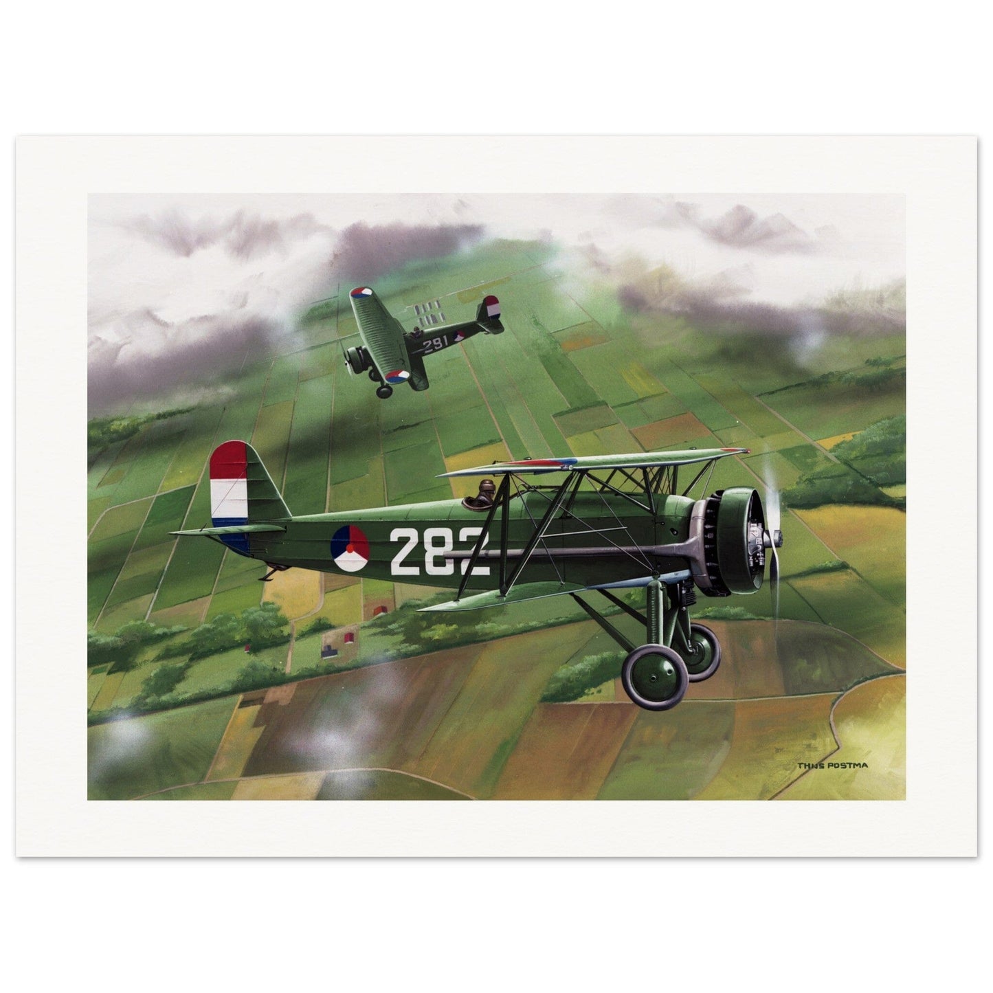 Thijs Postma - Poster - Fokker D.XVI LVA Exercise Poster Only TP Aviation Art 60x80 cm / 24x32″ 
