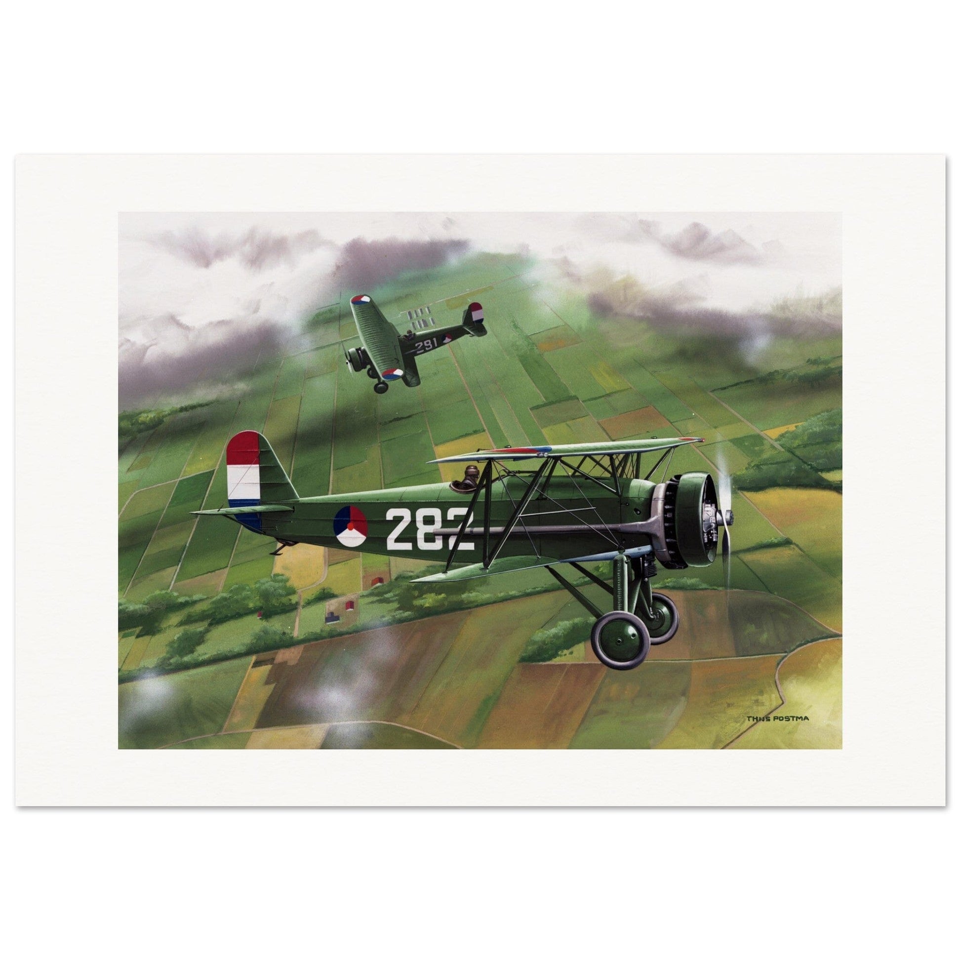 Thijs Postma - Poster - Fokker D.XVI LVA Exercise Poster Only TP Aviation Art 70x100 cm / 28x40″ 
