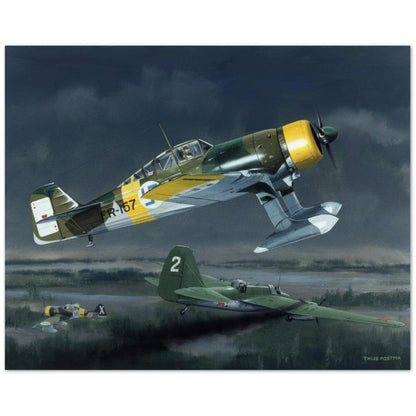 Thijs Postma - Poster - Fokker D.XXI Combating A Russian Aircraft In Finland Poster Only TP Aviation Art 40x50 cm / 16x20″ 