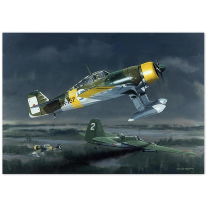 Thijs Postma - Poster - Fokker D.XXI Combating A Russian Aircraft In Finland Poster Only TP Aviation Art 