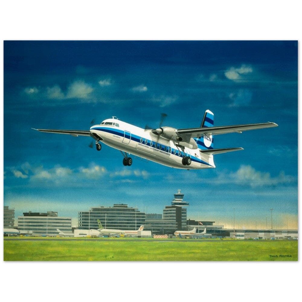 Thijs Postma - Poster - Fokker F-27 Friendship Taking Off From Schiphol Poster Only TP Aviation Art 45x60 cm / 18x24″ 