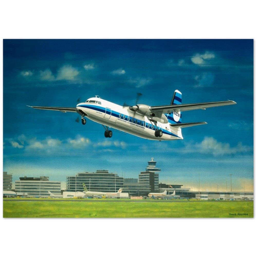 Thijs Postma - Poster - Fokker F-27 Friendship Taking Off From Schiphol Poster Only TP Aviation Art 50x70 cm / 20x28″ 