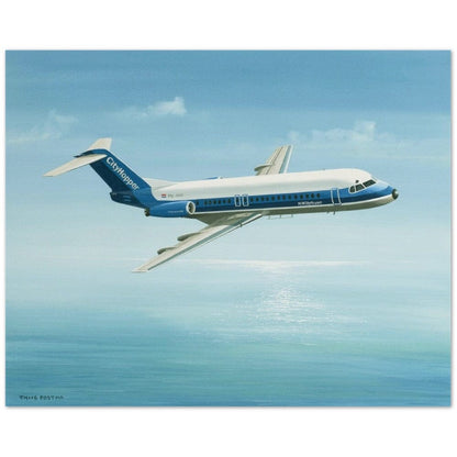 Thijs Postma - Poster - Fokker F-28 Fellowship Over The Ocean Poster Only TP Aviation Art 