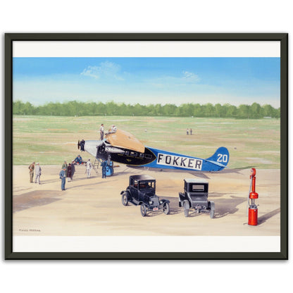 Thijs Postma - Poster - Fokker F.7/3m During Ford Reliability Tour - Metal Frame Poster - Metal Frame TP Aviation Art 40x50 cm / 16x20″ 