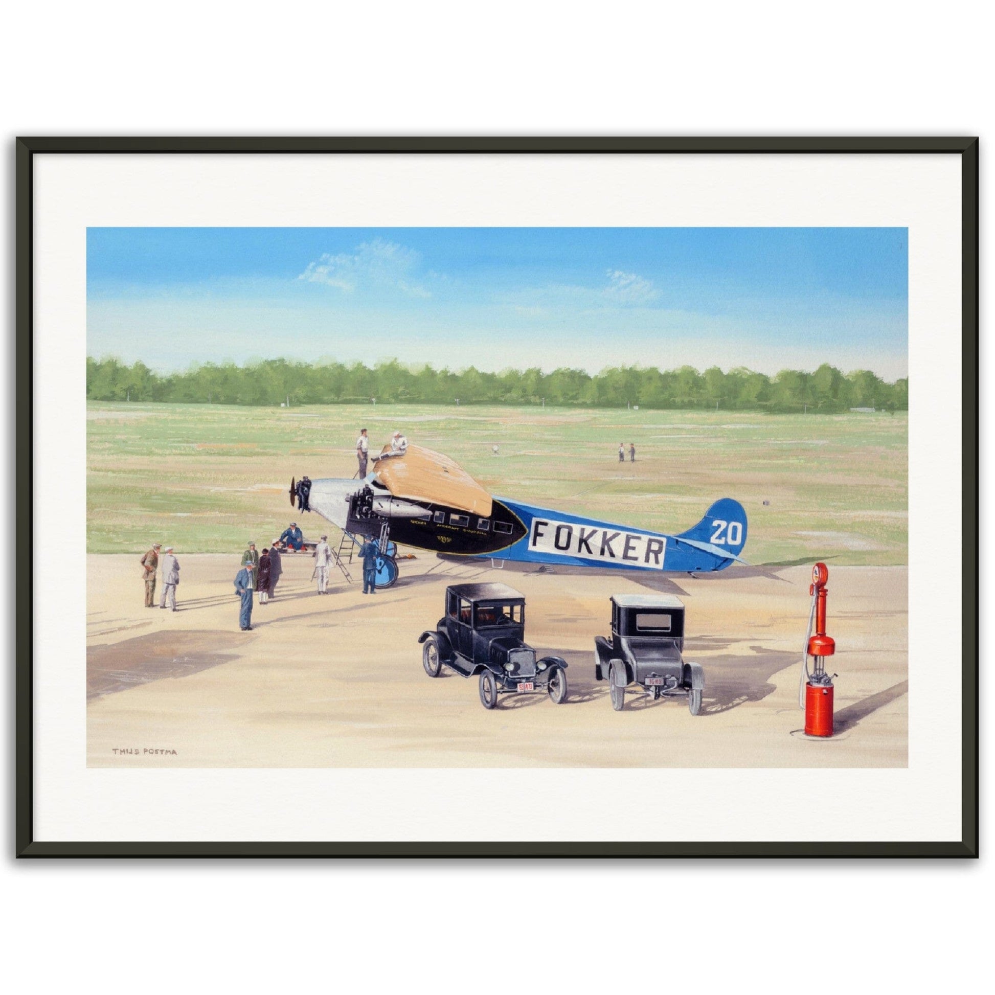 Thijs Postma - Poster - Fokker F.7/3m During Ford Reliability Tour - Metal Frame Poster - Metal Frame TP Aviation Art 60x80 cm / 24x32″ 