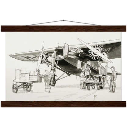 Thijs Postma - Poster - Fokker F.VIII H-NAFD Drawing - Hanger Poster - Hanger TP Aviation Art 28x43 cm / XL (11x17″) dark wood 