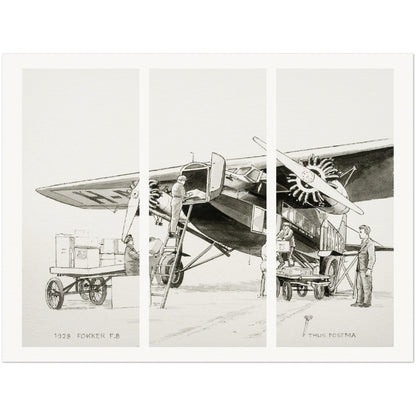 Thijs Postma - Poster - Fokker F.VIII H-NAFD Drawing - Panels Poster Only TP Aviation Art 