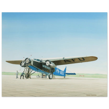 Thijs Postma - Poster - Fokker F.XII PH-AFU KLM Getting Prepared Poster Only TP Aviation Art 40x50 cm / 16x20″ 
