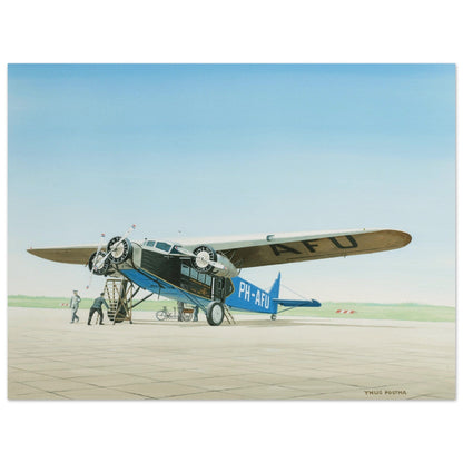 Thijs Postma - Poster - Fokker F.XII PH-AFU KLM Getting Prepared Poster Only TP Aviation Art 45x60 cm / 18x24″ 