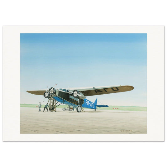 Thijs Postma - Poster - Fokker F.XII PH-AFU KLM Getting Prepared Poster Only TP Aviation Art 50x70 cm / 20x28″ 