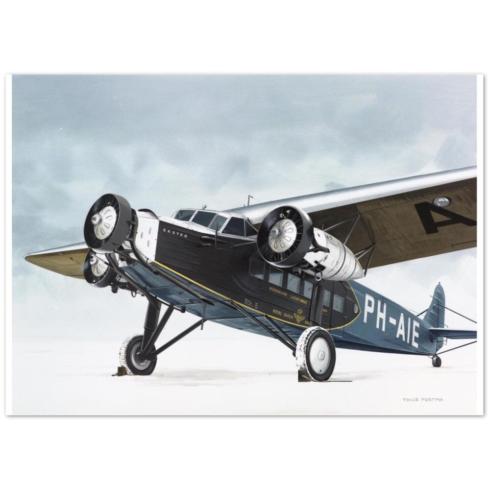 Thijs Postma - Poster - Fokker F.XII PH-AIE In The Snow Poster Only TP Aviation Art 50x70 cm / 20x28″ 