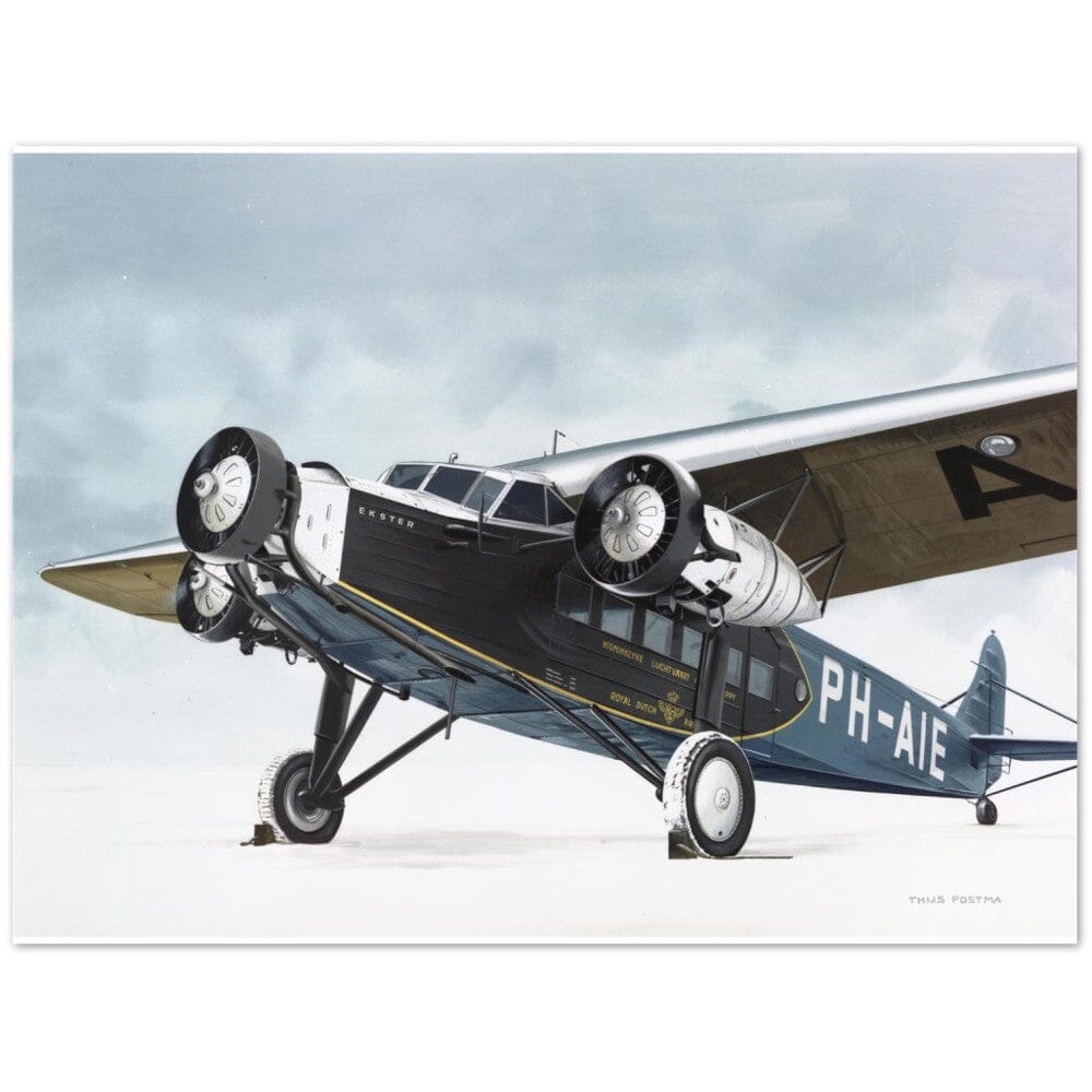 Thijs Postma - Poster - Fokker F.XII PH-AIE In The Snow Poster Only TP Aviation Art 60x80 cm / 24x32″ 
