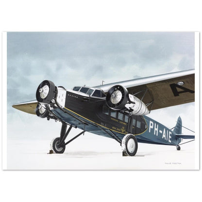 Thijs Postma - Poster - Fokker F.XII PH-AIE In The Snow Poster Only TP Aviation Art 70x100 cm / 28x40″ 