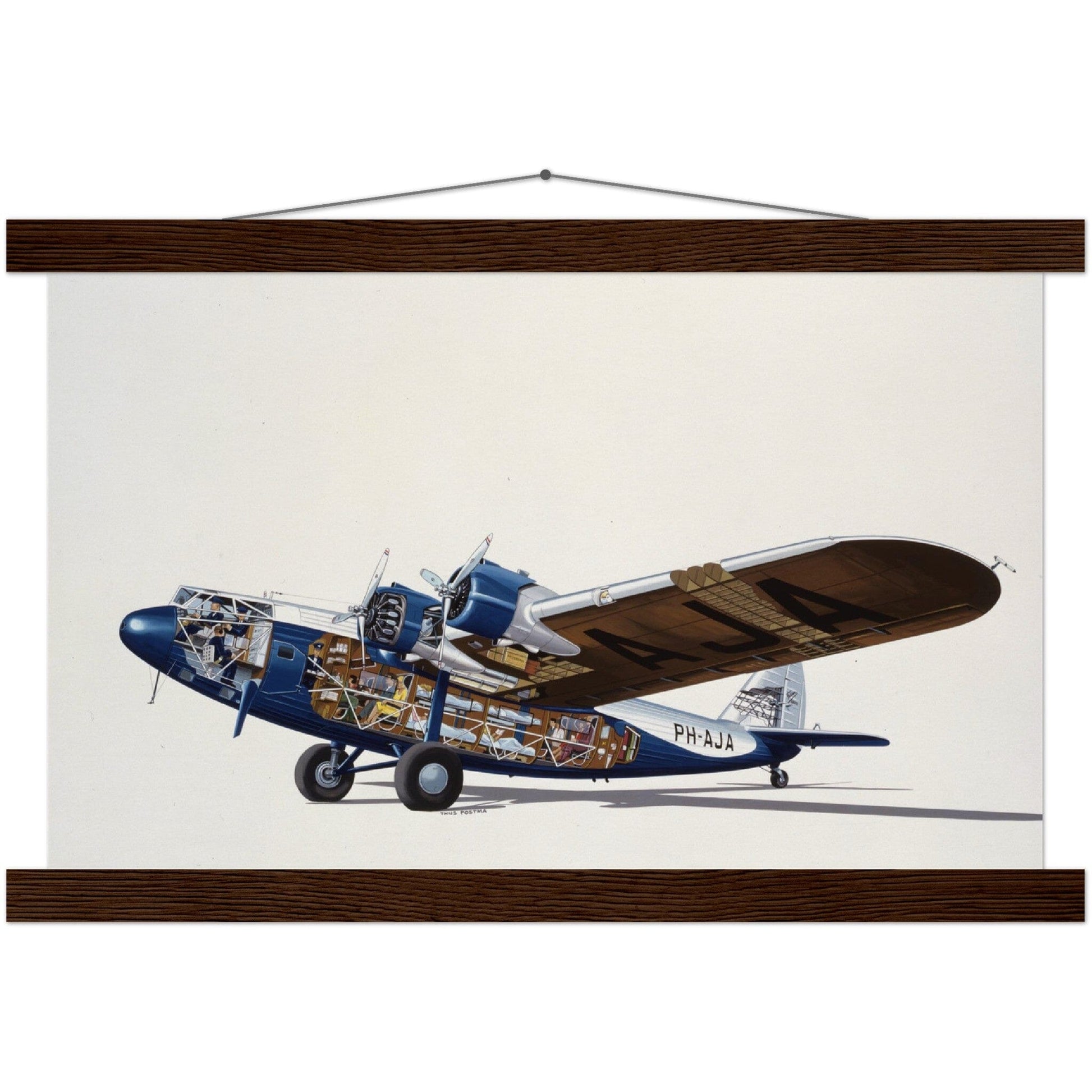 Thijs Postma - Poster - Fokker F.XXXVI Cutaway - Hanger Poster - Hanger TP Aviation Art 28x43 cm / XL (11x17″) dark wood 