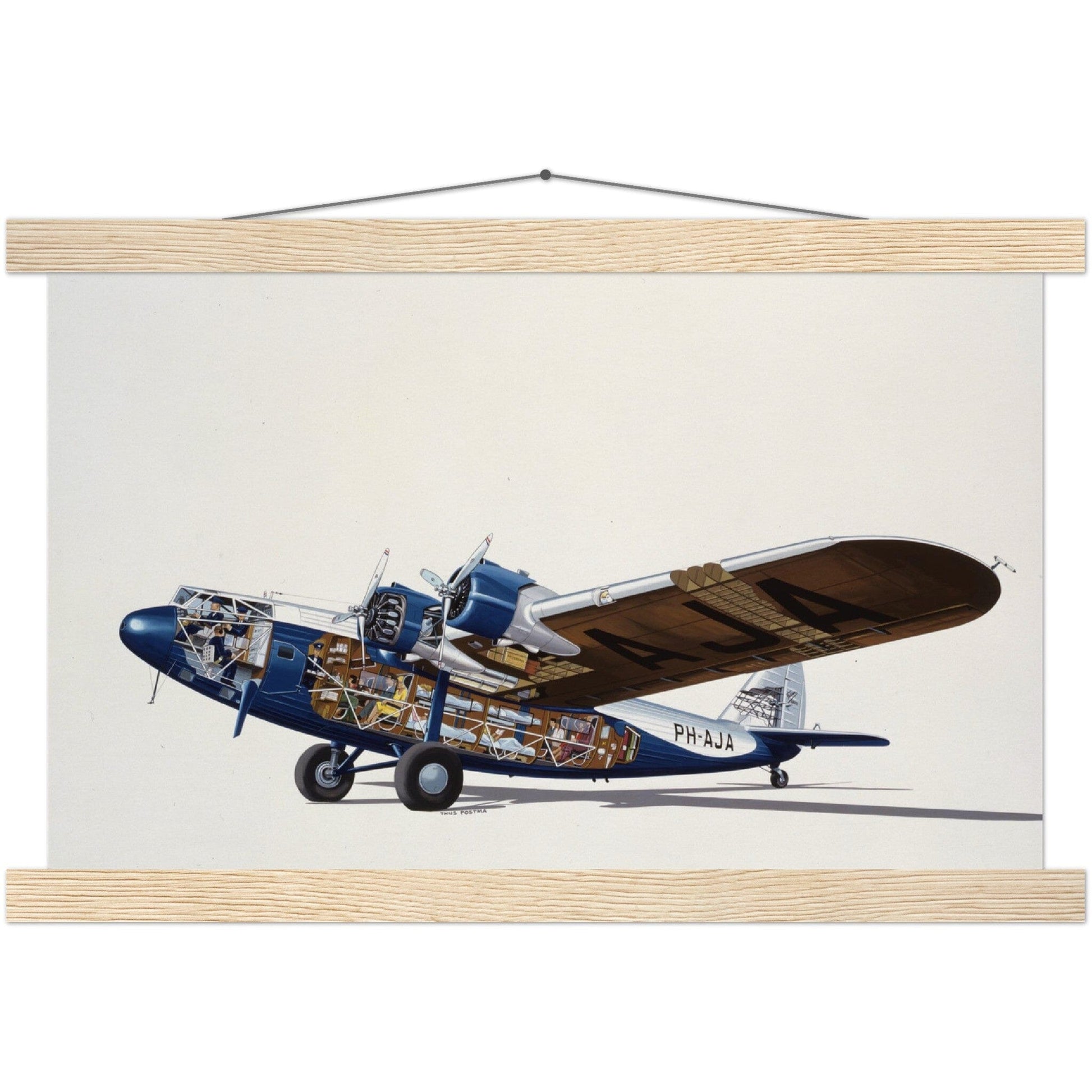 Thijs Postma - Poster - Fokker F.XXXVI Cutaway - Hanger Poster - Hanger TP Aviation Art 28x43 cm / XL (11x17″) natural wood 