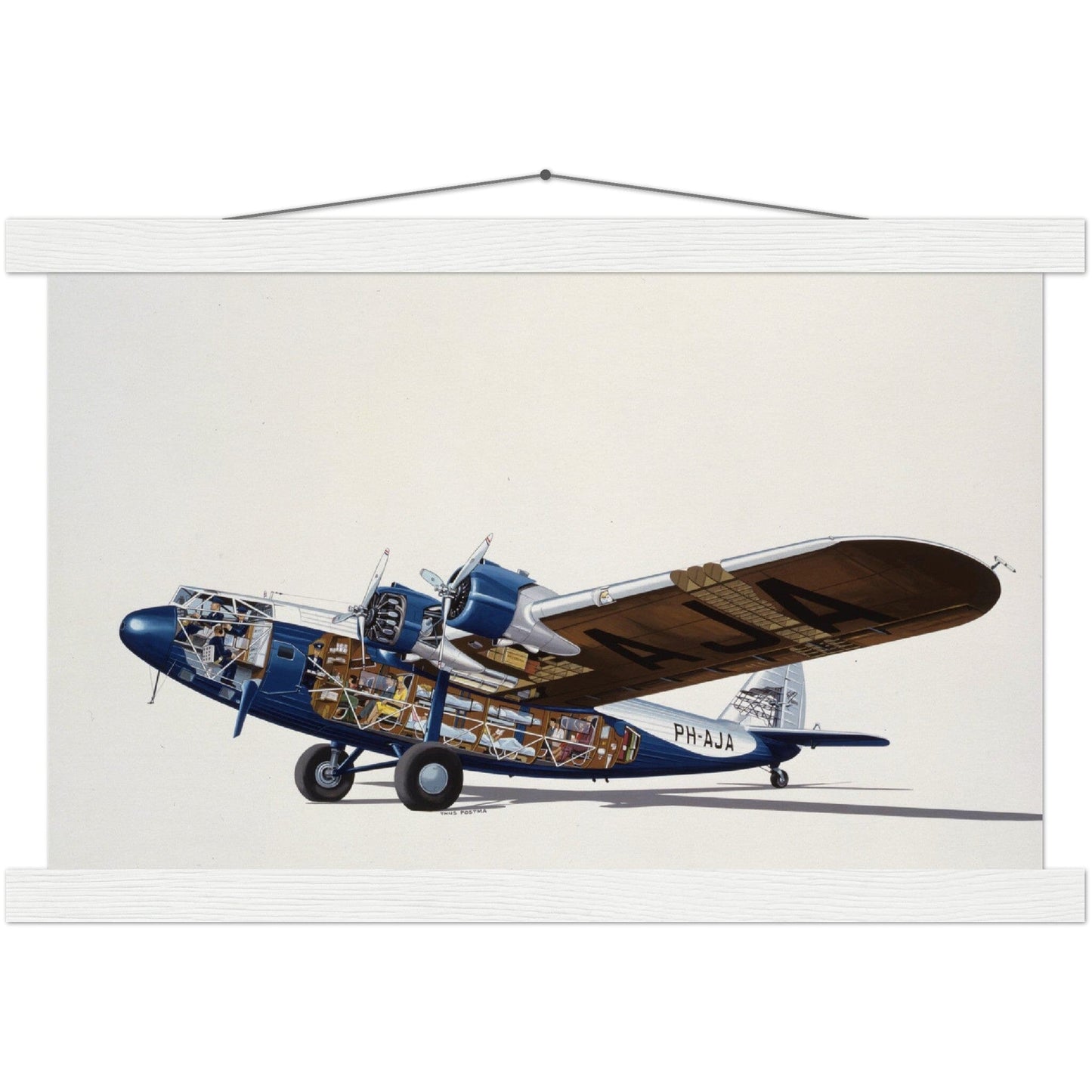 Thijs Postma - Poster - Fokker F.XXXVI Cutaway - Hanger Poster - Hanger TP Aviation Art 28x43 cm / XL (11x17″) white 