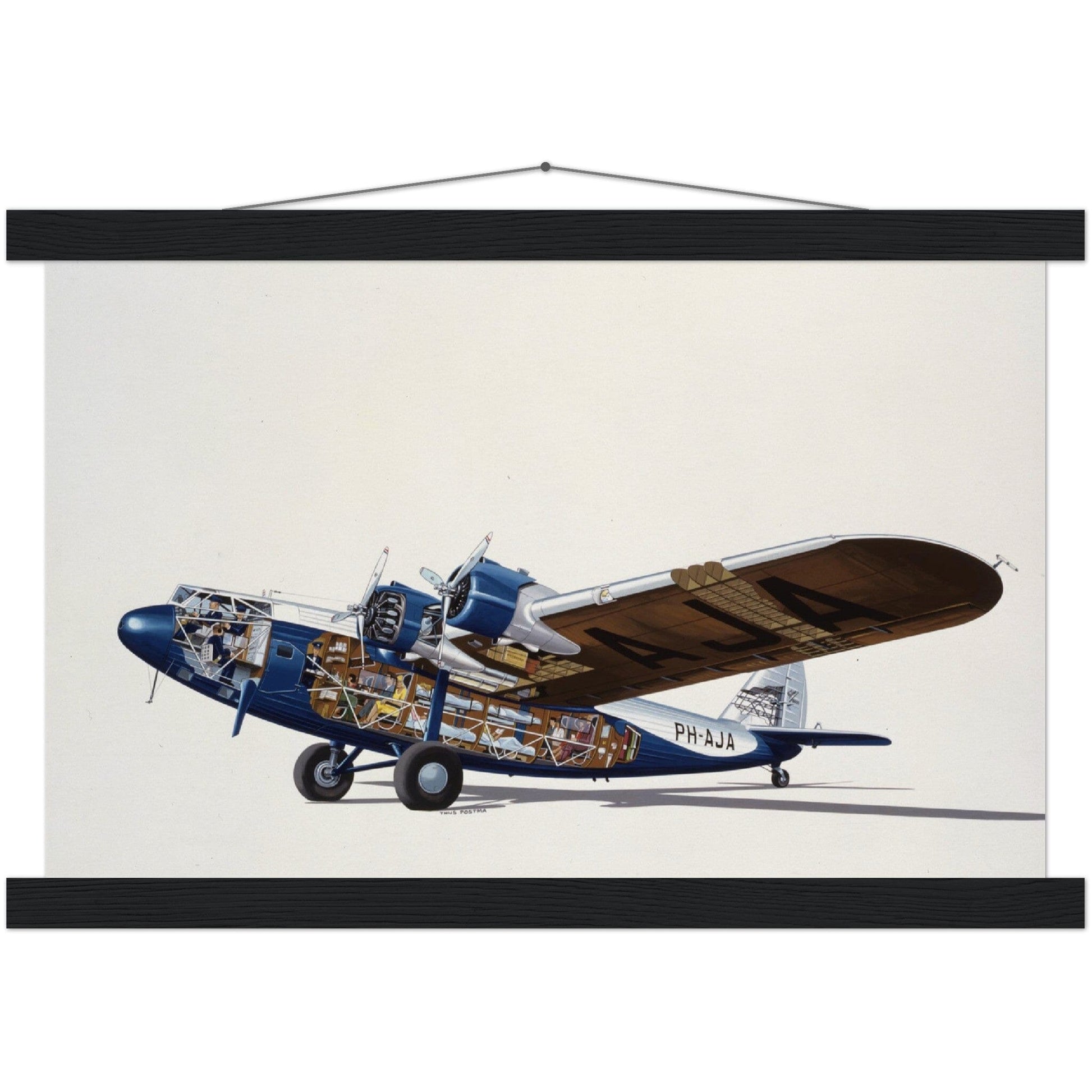 Thijs Postma - Poster - Fokker F.XXXVI Cutaway - Hanger Poster - Hanger TP Aviation Art 30x45 cm / 12x18″ black 