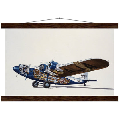 Thijs Postma - Poster - Fokker F.XXXVI Cutaway - Hanger Poster - Hanger TP Aviation Art 30x45 cm / 12x18″ dark wood 