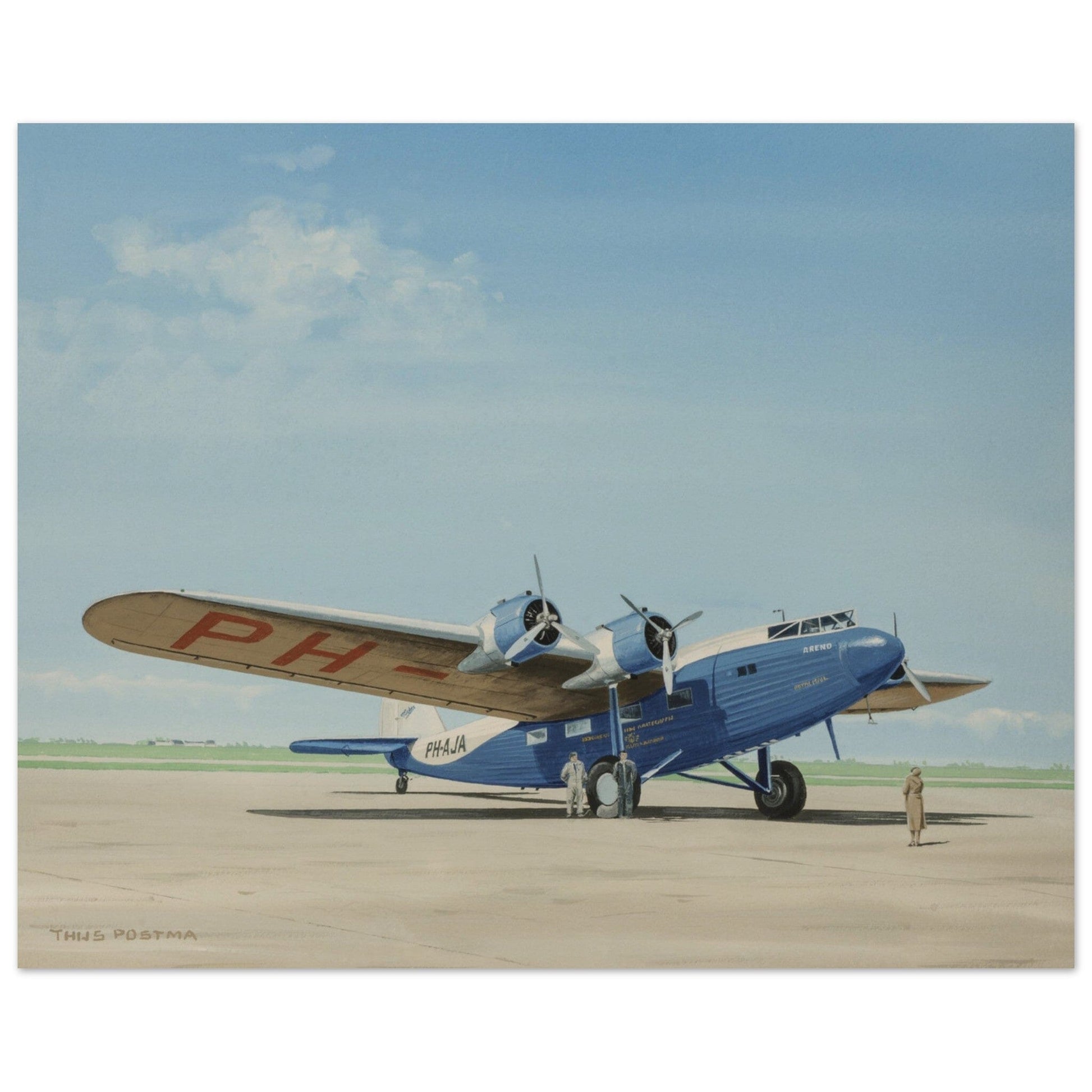 Thijs Postma - Poster - Fokker F.XXXVI Ground Sleeping Plane Poster Only TP Aviation Art 40x50 cm / 16x20″ 