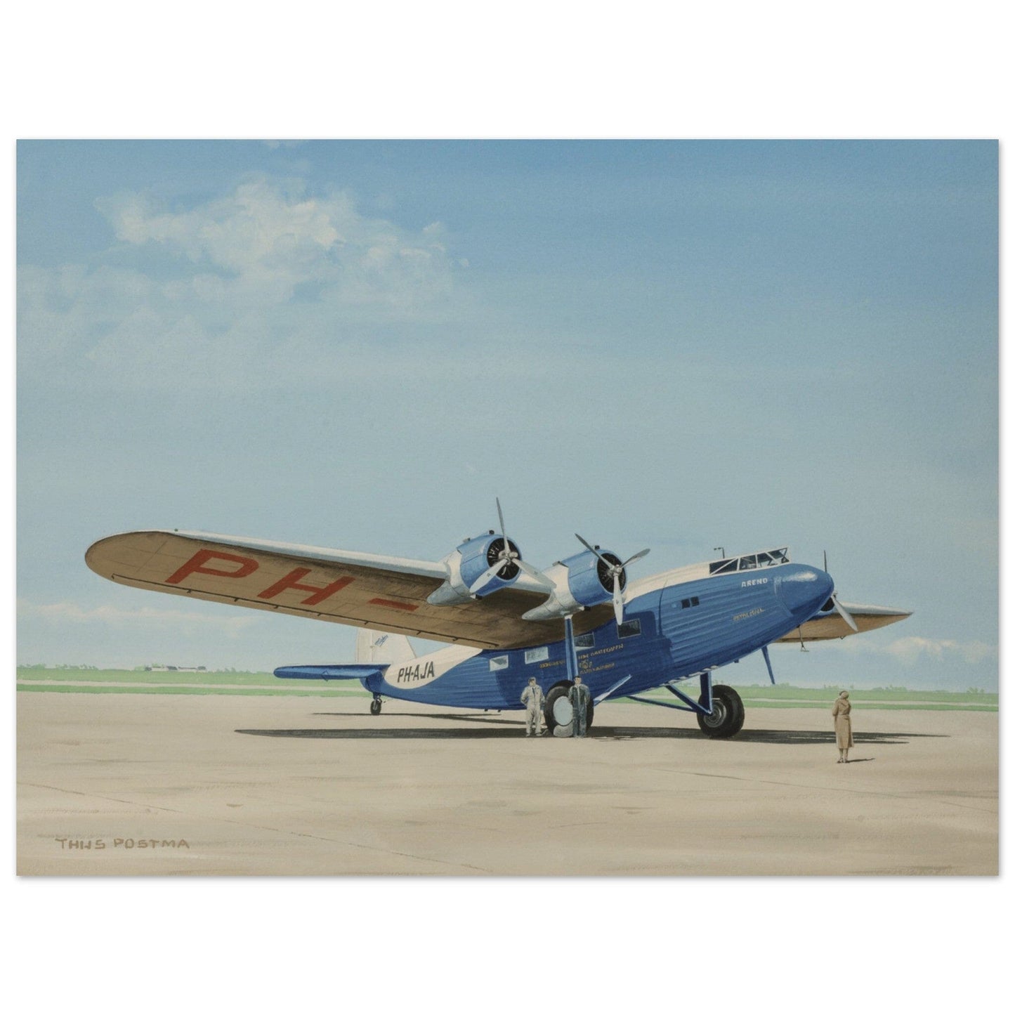 Thijs Postma - Poster - Fokker F.XXXVI Ground Sleeping Plane Poster Only TP Aviation Art 45x60 cm / 18x24″ 