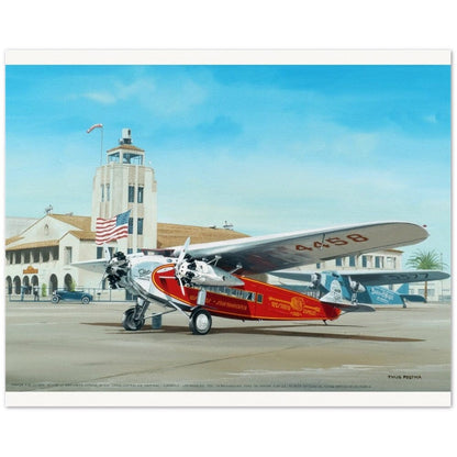 Thijs Postma - Poster - Fokker USA F.10 Glendale Los Angeles Poster Only TP Aviation Art 40x50 cm / 16x20″ 