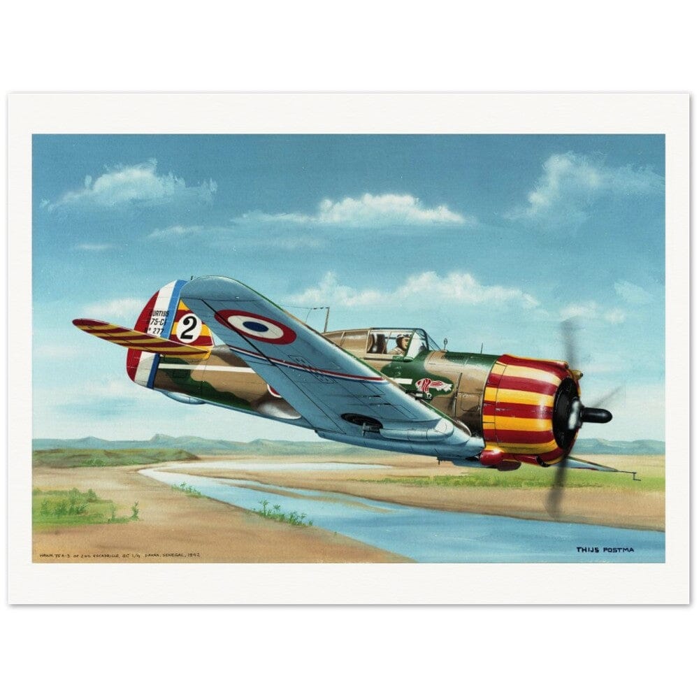 Thijs Postma - Poster - French Curtiss P-36 Over Senegal Poster Only TP Aviation Art 45x60 cm / 18x24″ 
