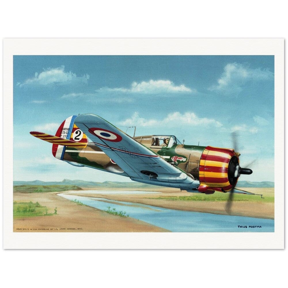Thijs Postma - Poster - French Curtiss P-36 Over Senegal Poster Only TP Aviation Art 60x80 cm / 24x32″ 
