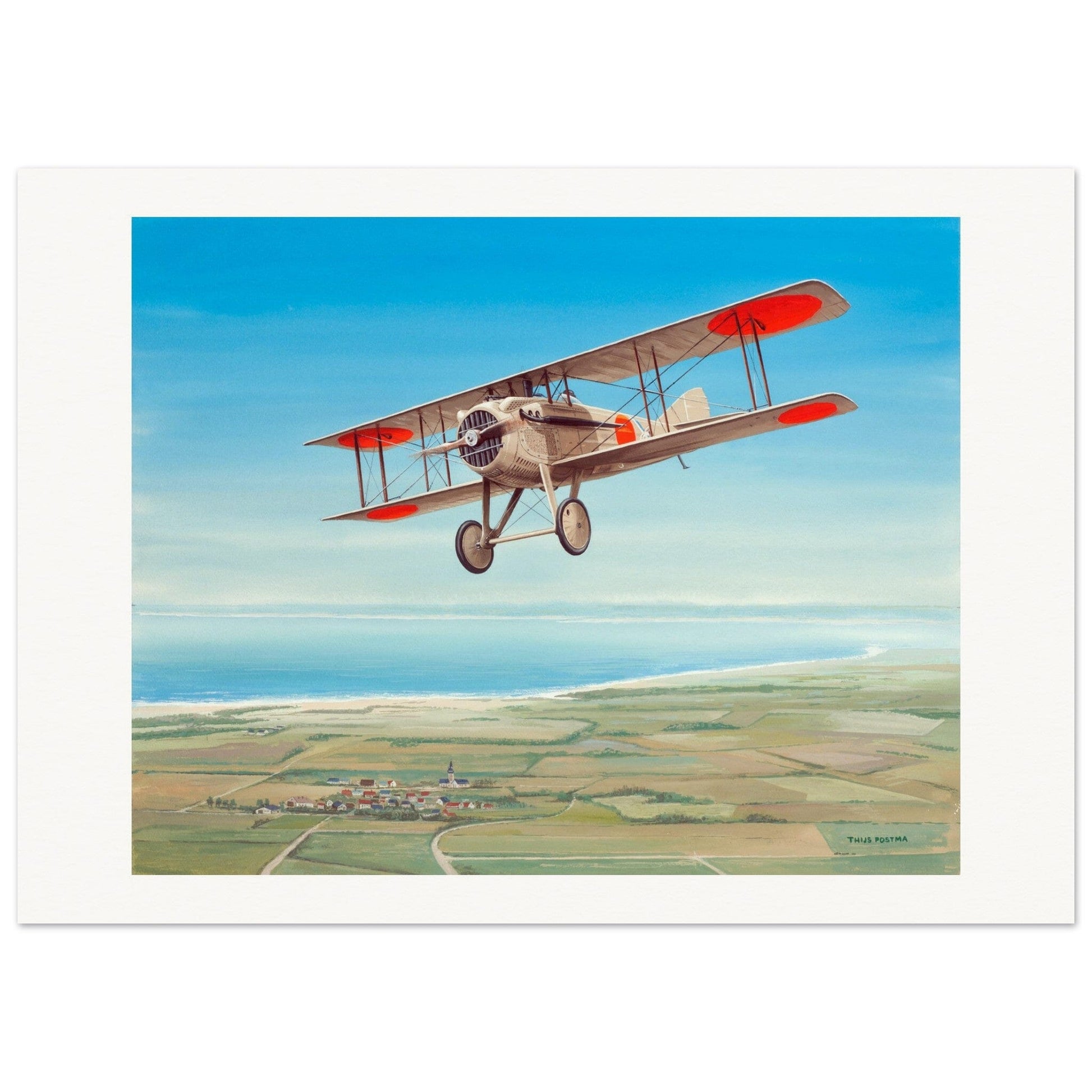 Thijs Postma - Poster - French Fighter SPAD S.VII Over Cadzand Poster Only TP Aviation Art 50x70 cm / 20x28″ 