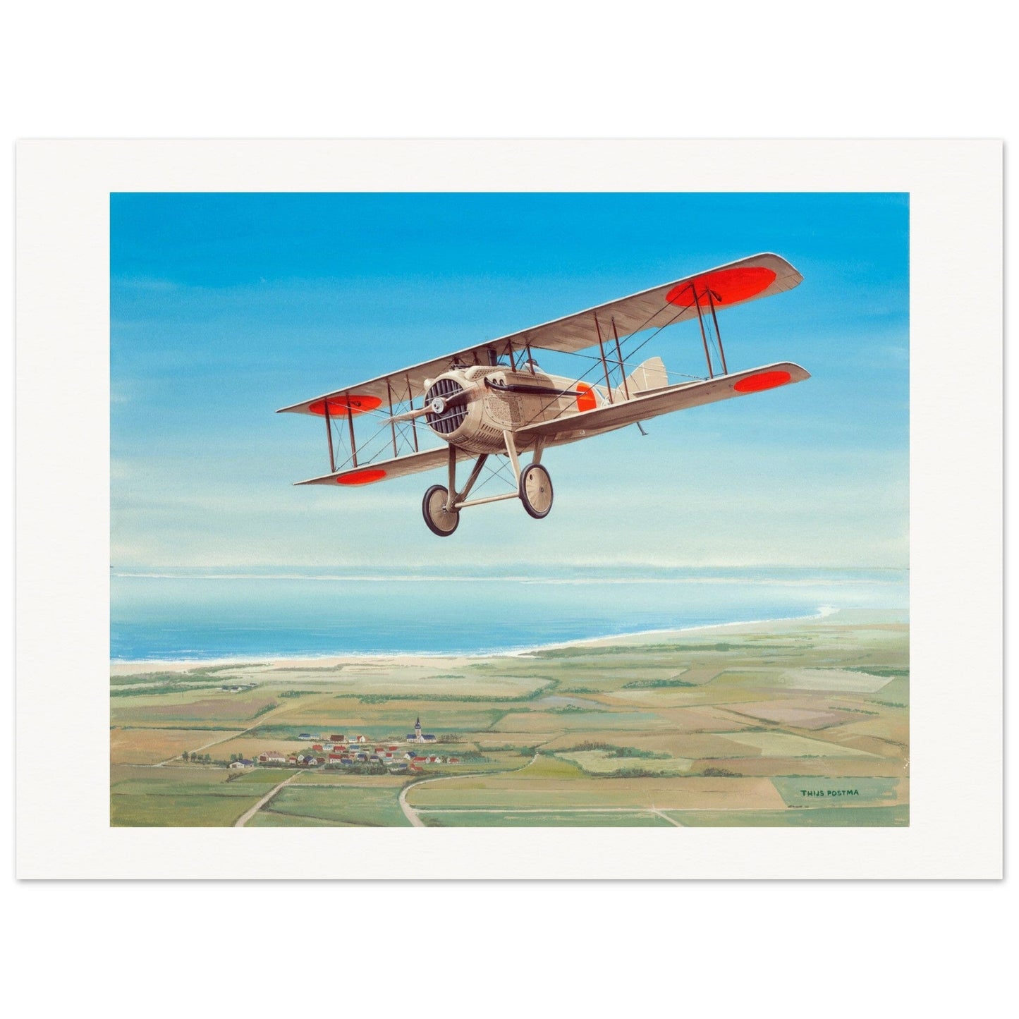 Thijs Postma - Poster - French Fighter SPAD S.VII Over Cadzand Poster Only TP Aviation Art 60x80 cm / 24x32″ 