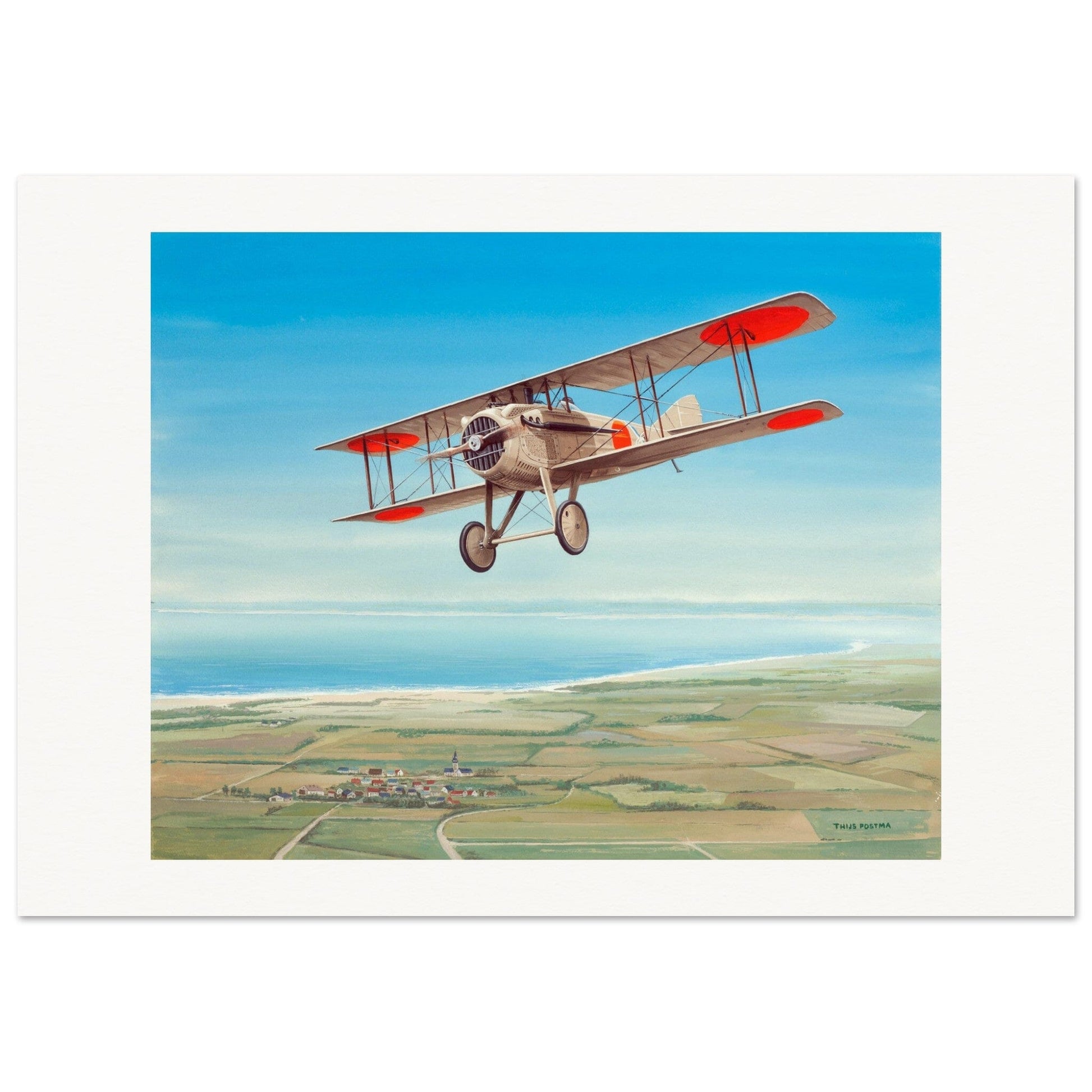 Thijs Postma - Poster - French Fighter SPAD S.VII Over Cadzand Poster Only TP Aviation Art 70x100 cm / 28x40″ 