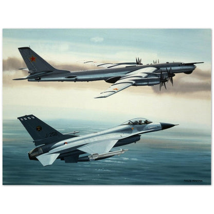 Thijs Postma - Poster - General Dynamics F-16 Fighting Falcon Escorting A Russian Bear Poster Only TP Aviation Art 