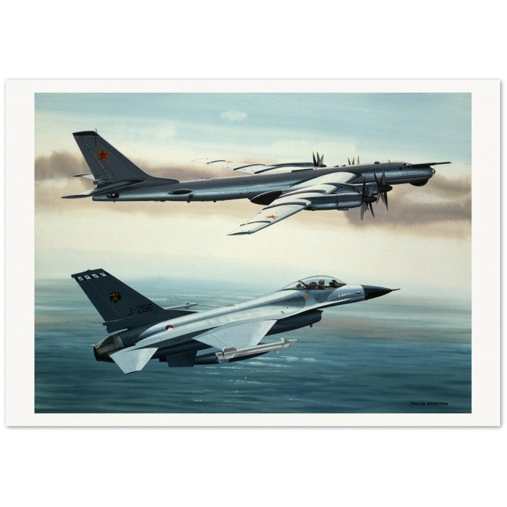 Thijs Postma - Poster - General Dynamics F-16 Fighting Falcon Escorting A Russian Bear Poster Only TP Aviation Art 70x100 cm / 28x40″ 