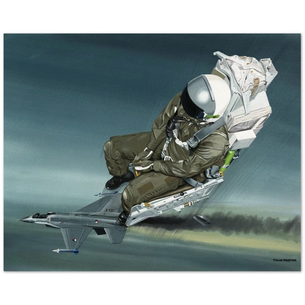 Thijs Postma - Poster - General Dynamics F-16A KLu Using The Ejection Seat Poster Only TP Aviation Art 40x50 cm / 16x20″ 