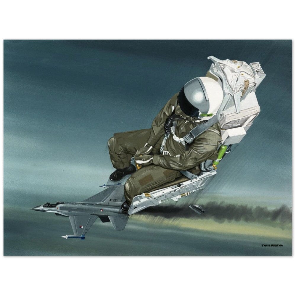 Thijs Postma - Poster - General Dynamics F-16A KLu Using The Ejection Seat Poster Only TP Aviation Art 45x60 cm / 18x24″ 