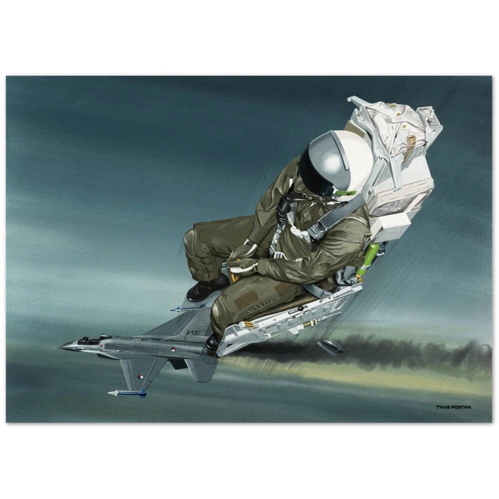 Thijs Postma - Poster - General Dynamics F-16A KLu Using The Ejection Seat Poster Only TP Aviation Art 50x70 cm / 20x28″ 