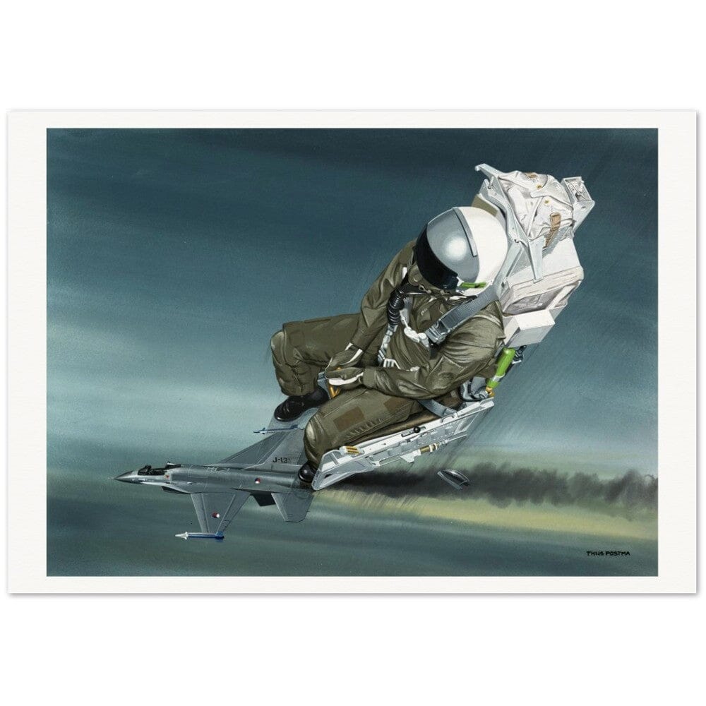 Thijs Postma - Poster - General Dynamics F-16A KLu Using The Ejection Seat Poster Only TP Aviation Art 70x100 cm / 28x40″ 